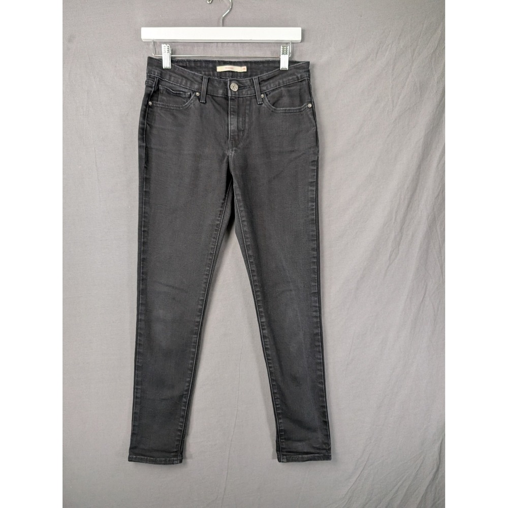 Levis 711 Skinny‎ Jeans Womens 28 Black Denim Stretch Mid Rise Pants 5510